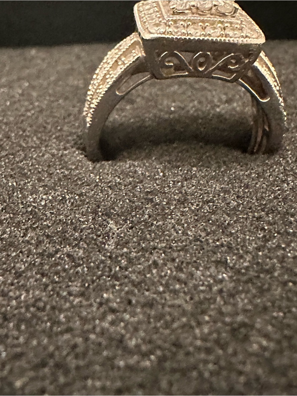 Modern Bridge White Diamond lab grown 10K Gold Side Stone Halo Ring. - Picture 8 of 12